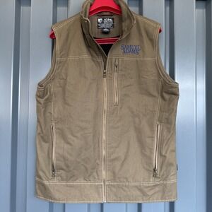 Kuhl Burr Vest Mens Large Brown Tan Vintage Patina Dye Zip Fleece Embroidered